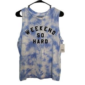 NWT Fifth Sun Weekend So Hard Tie Dye Sleeveless T-Shirt